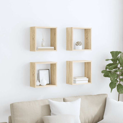 Mensole a Cubo 4 pz Rovere Sonoma 30x15x30 cm | homemem39