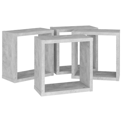 Mensole Parete a Cubo 4 pz Grigio Cemento 30x15x30 cm