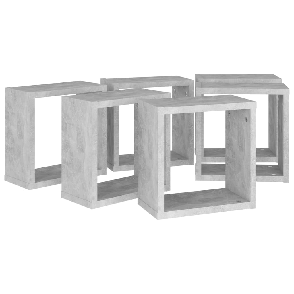 Mensole Parete a Cubo 6 pz Grigio Cemento 30x15x30 cm