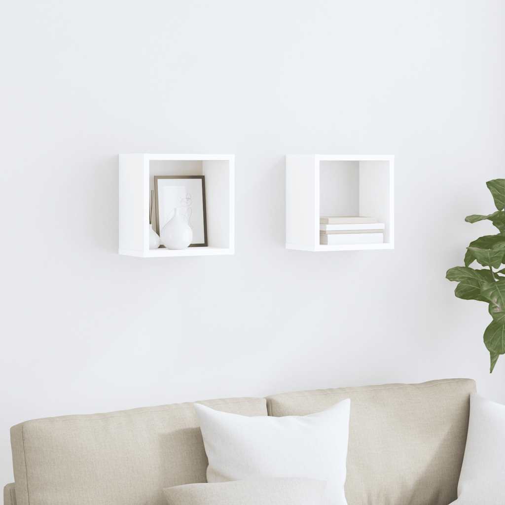 Mensole Parete a Cubo 2 pz Bianche 26x15x26 cm | homemem39