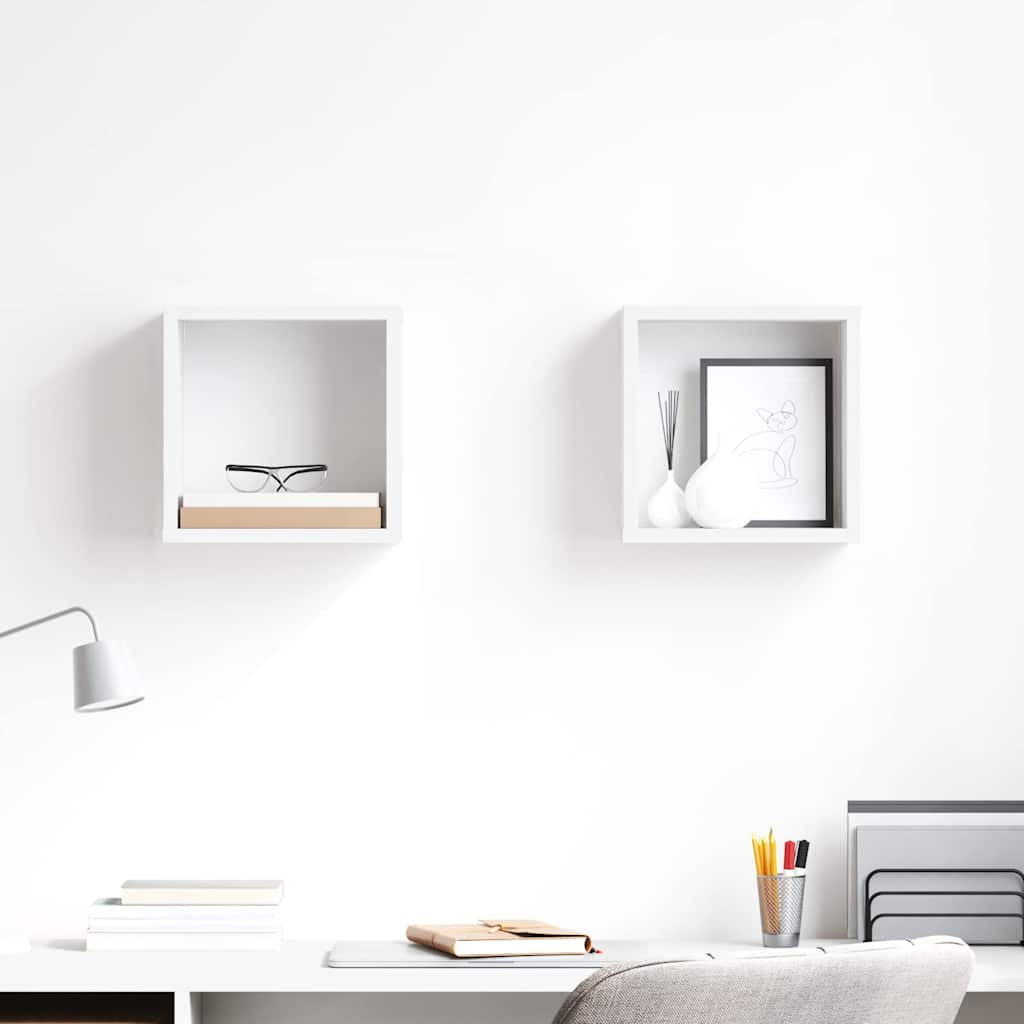 Mensole Parete a Cubo 2 pz Bianche 26x15x26 cm | homemem39