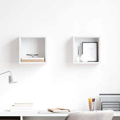 Mensole Parete a Cubo 2 pz Bianche 26x15x26 cm | homemem39