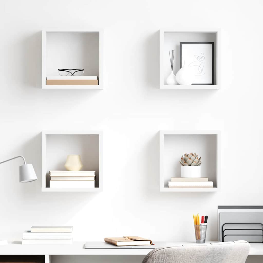 Mensole Parete a Cubo 4 pz Bianche 26x15x26 cm | homemem39