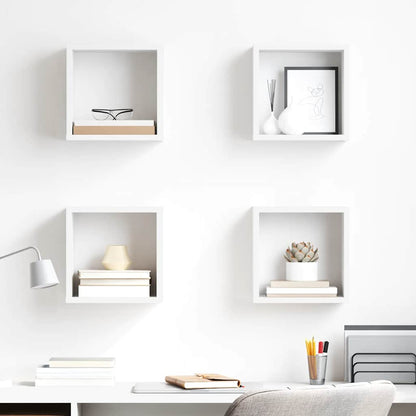 Mensole Parete a Cubo 4 pz Bianche 26x15x26 cm | homemem39