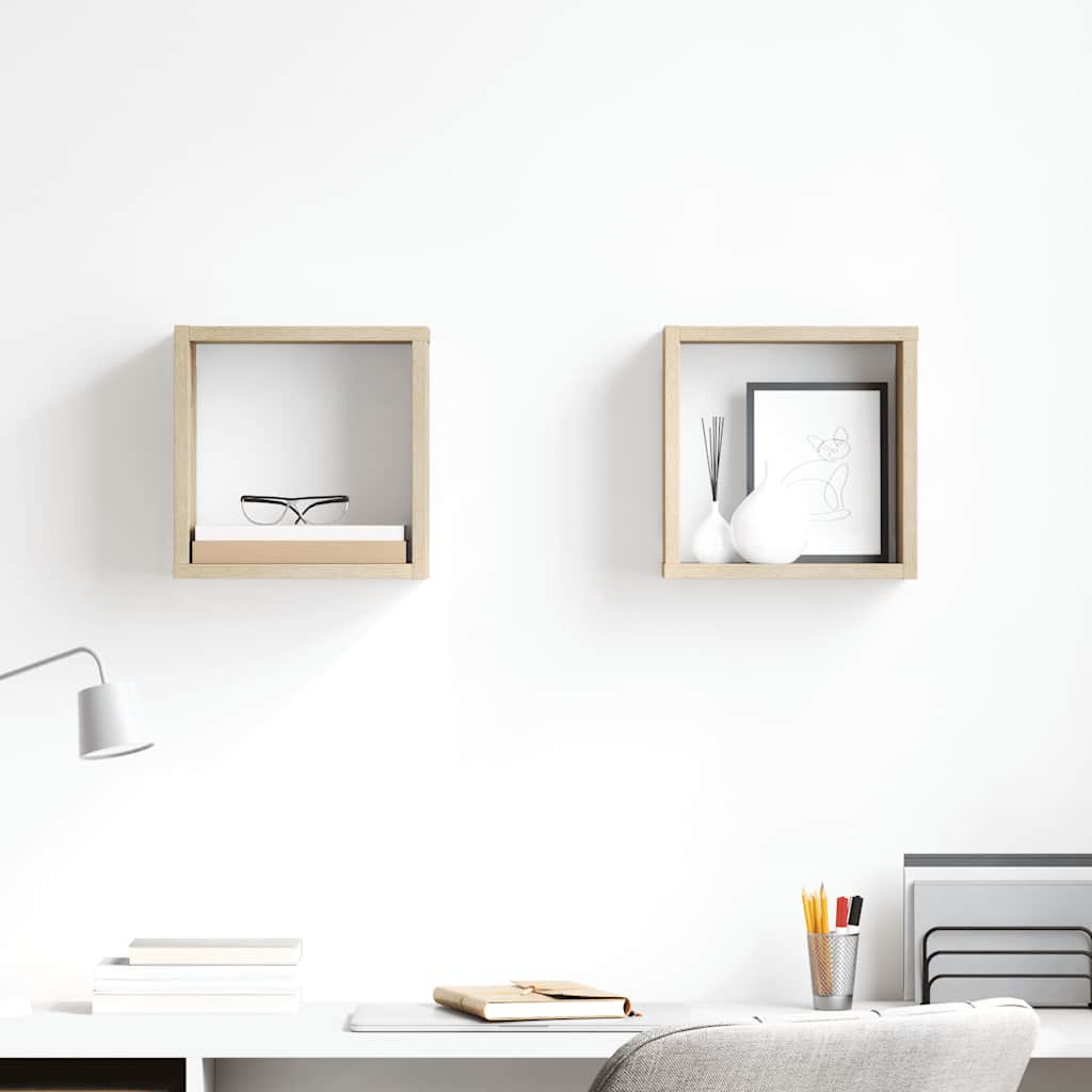 Mensole Parete a Cubo 2 pz Rovere Sonoma 26x15x26 cm | homemem39