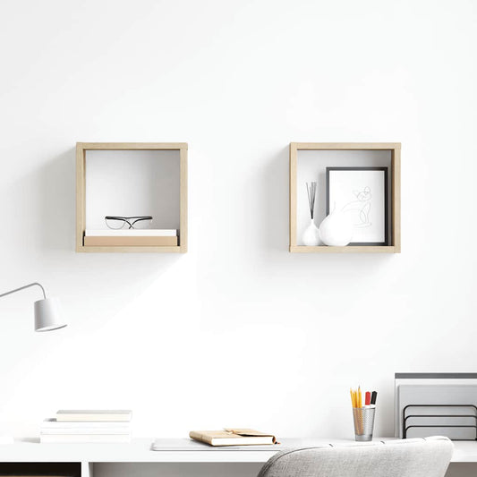 Mensole Parete a Cubo 2 pz Rovere Sonoma 26x15x26 cm | homemem39