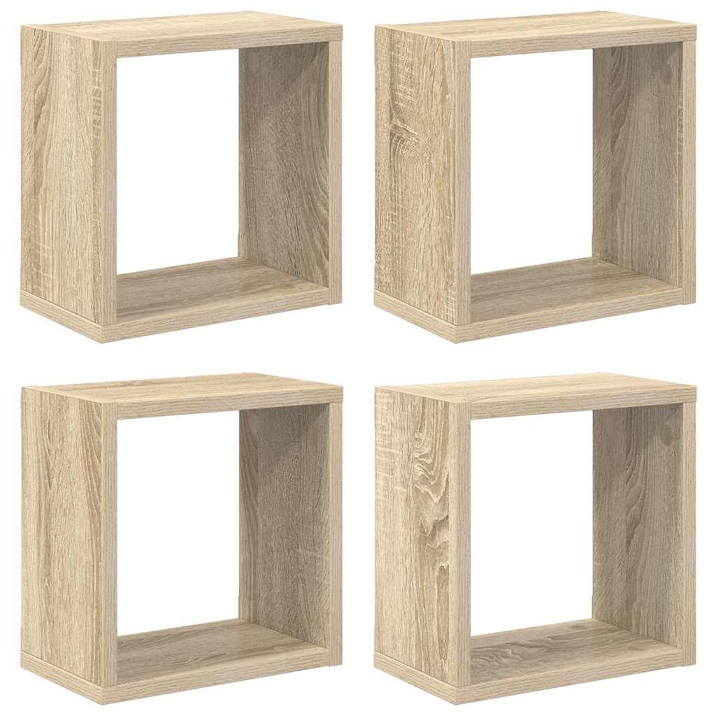 Mensole a Cubo 4 pz Rovere Sonoma 26x15x26 cm