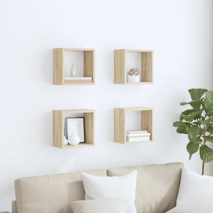 Mensole a Cubo 4 pz Rovere Sonoma 26x15x26 cm