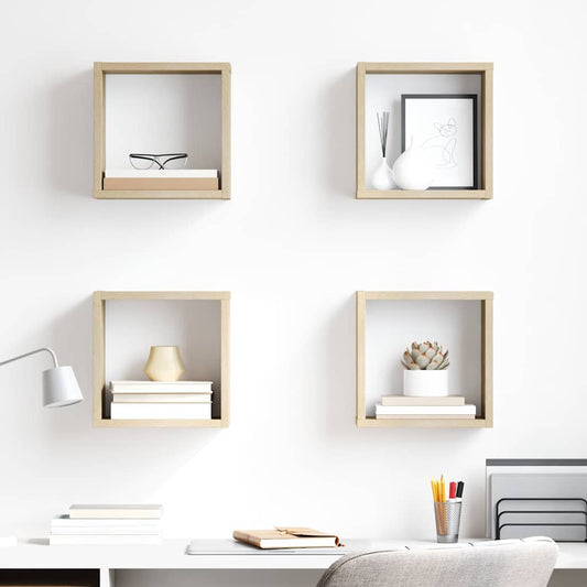 Mensole a Cubo 4 pz Rovere Sonoma 26x15x26 cm | homemem39