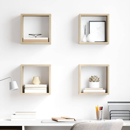 Mensole a Cubo 4 pz Rovere Sonoma 26x15x26 cm