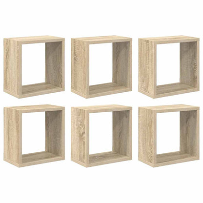 Mensole Parete a Cubo 6 pz Rovere Sonoma 26x15x26 cm | homemem39