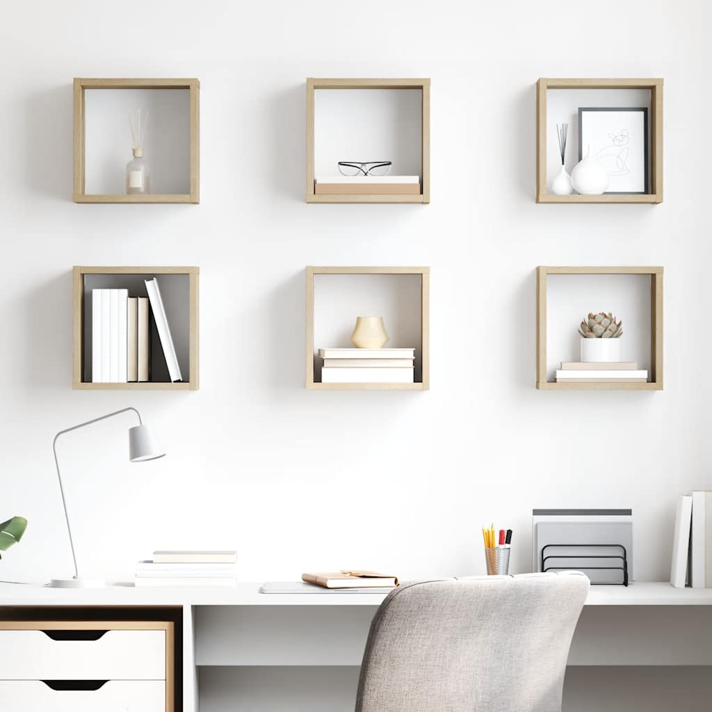 Mensole Parete a Cubo 6 pz Rovere Sonoma 26x15x26 cm | homemem39
