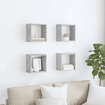Mensole Parete a Cubo 4 pz Grigio Cemento 26x15x26 cm | homemem39