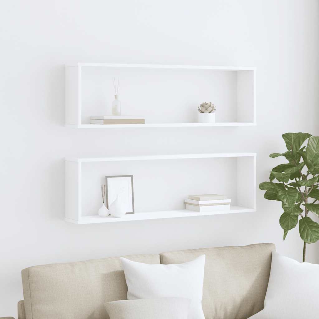 Mensole Parete a Cubo 2 pz Bianco 100x15x30 cm in Multistrato | homemem39