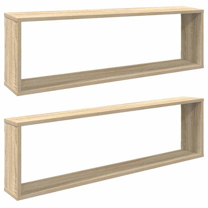 Mensole Parete a Cubo 2pz Rovere Sonoma 100x15x30cm Multistrato | homemem39