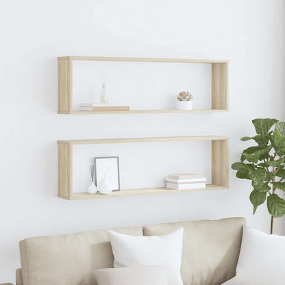 Mensole Parete a Cubo 2pz Rovere Sonoma 100x15x30cm Multistrato | homemem39