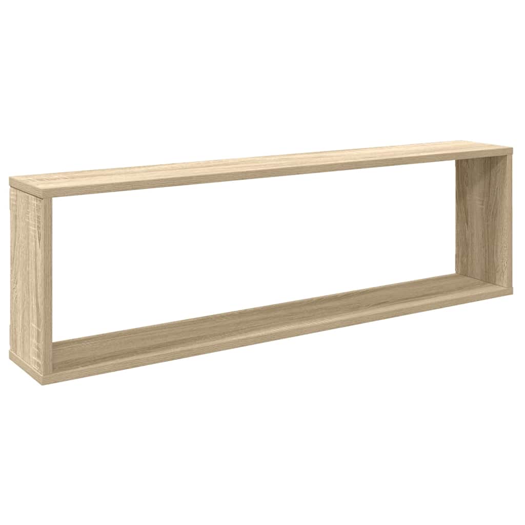 Mensole Parete a Cubo 2pz Rovere Sonoma 100x15x30cm