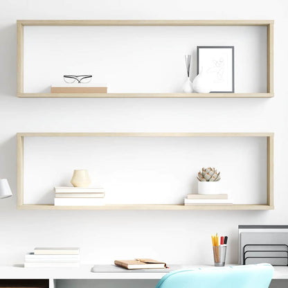 Mensole Parete a Cubo 2pz Rovere Sonoma 100x15x30cm Multistrato | homemem39
