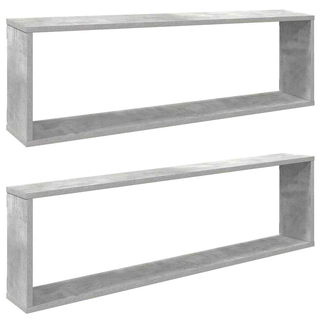 Mensole Parete Cubo 2pz Grigio Cemento 100x15x30 cm