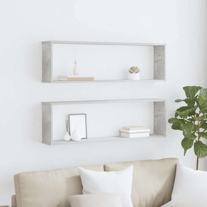 Mensole Parete Cubo 2pz Grigio Cemento 100x15x30 cm Multistrato | homemem39