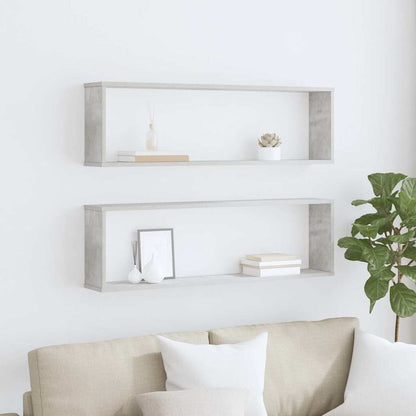 Mensole Parete Cubo 2pz Grigio Cemento 100x15x30 cm