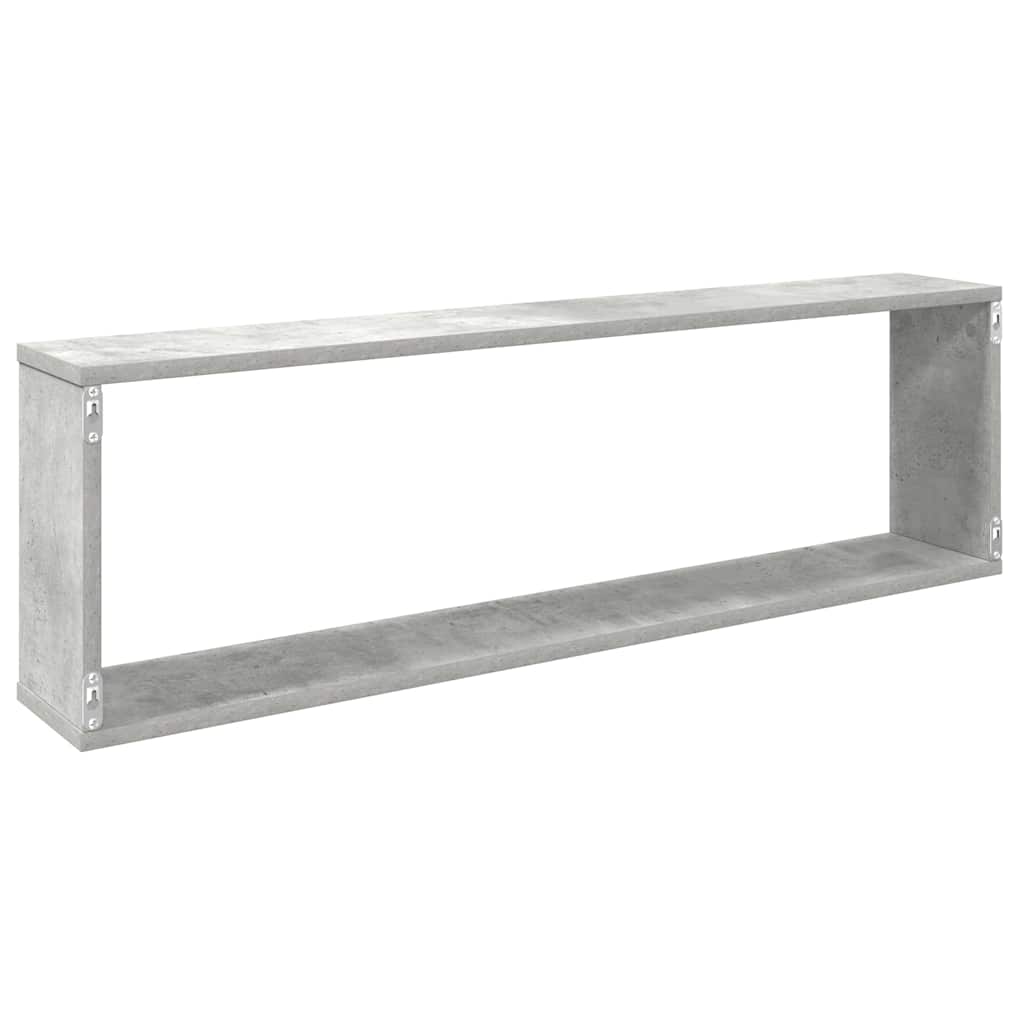 Mensole Parete Cubo 2pz Grigio Cemento 100x15x30 cm