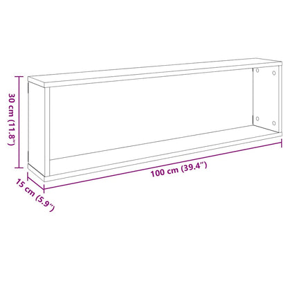 Mensole Parete Cubo 2pz Grigio Cemento 100x15x30 cm Multistrato | homemem39