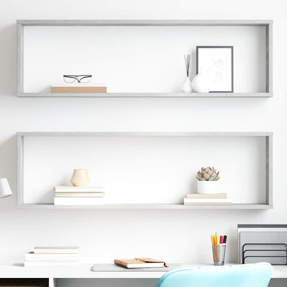 Mensole Parete Cubo 2pz Grigio Cemento 100x15x30 cm