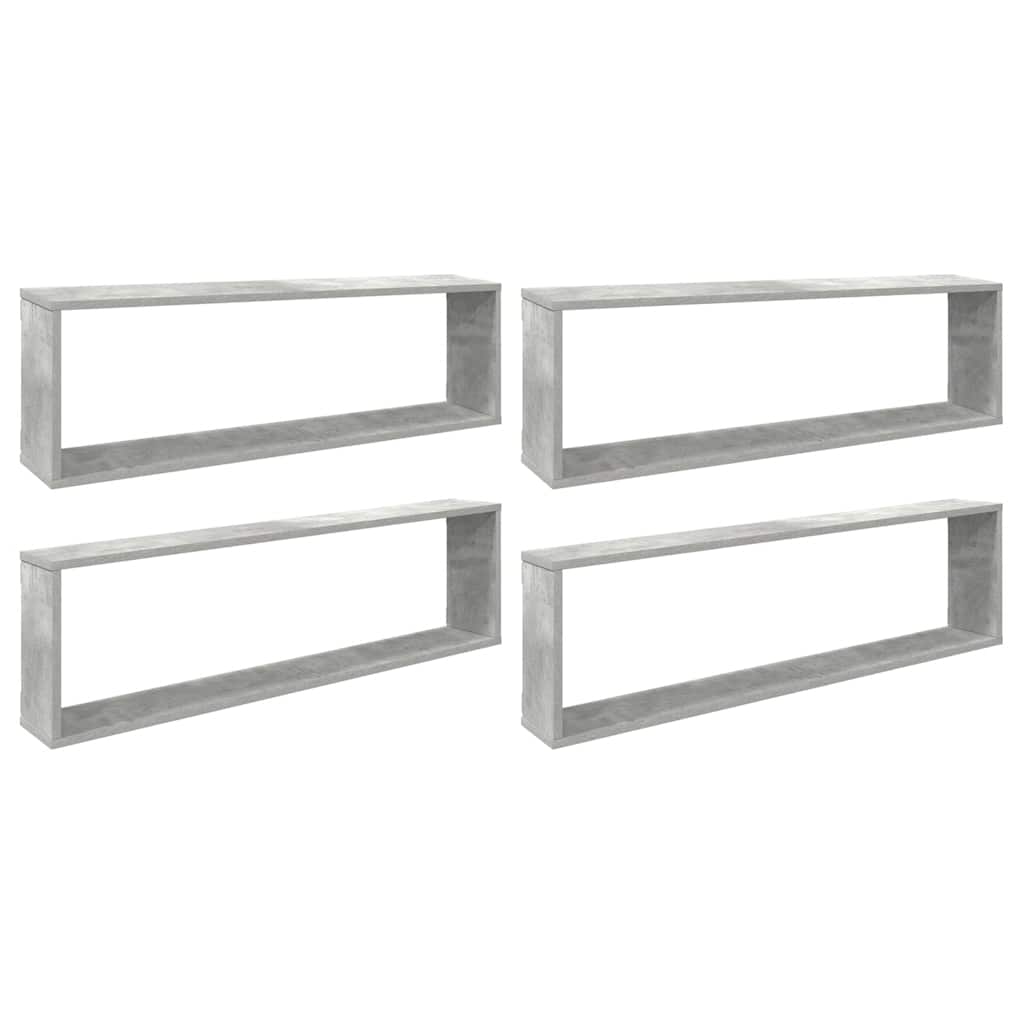 Mensole Parete Cubo 4pz Grigio Cemento 100x15x30 cm Multistrato | homemem39