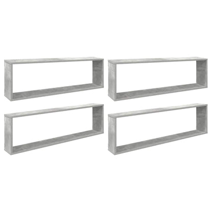 Mensole Parete Cubo 4pz Grigio Cemento 100x15x30 cm Multistrato | homemem39