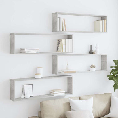 Mensole Parete Cubo 4pz Grigio Cemento 100x15x30 cm