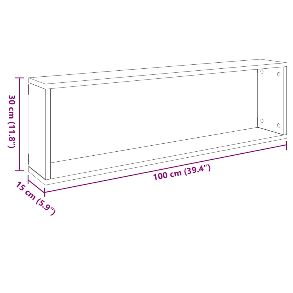 Mensole Parete Cubo 4pz Grigio Cemento 100x15x30 cm Multistrato | homemem39
