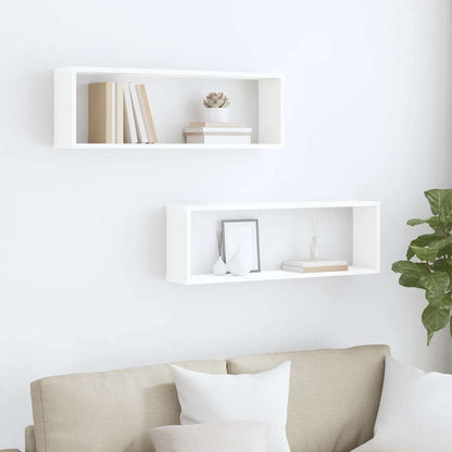Mensole Parete a Cubo 2pz Bianco 80x15x26,5cm Legno Multistrato | homemem39