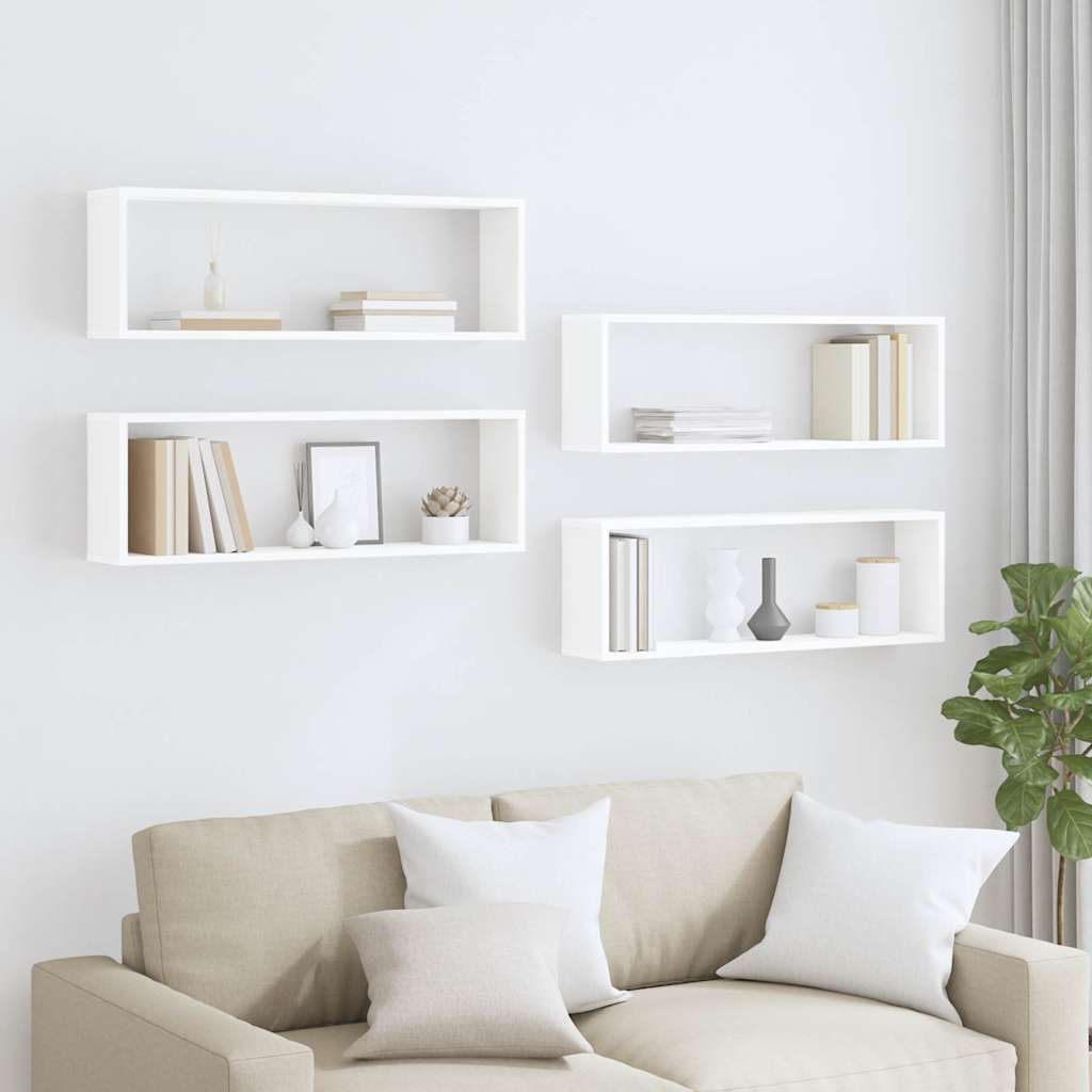 Mensole Parete a Cubo 4pz Bianco 80x15x26,5cm Legno Multistrato | homemem39