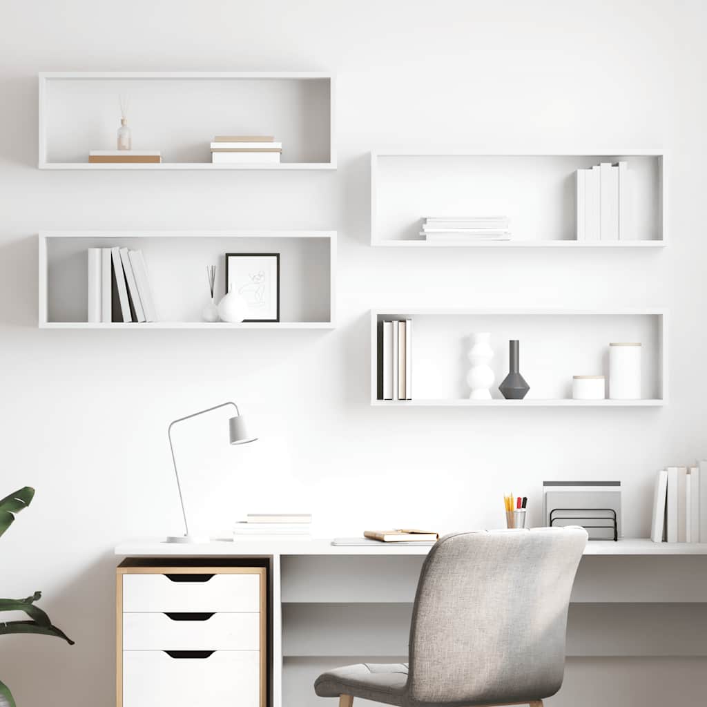 Mensole Parete a Cubo 4pz Bianco 80x15x26,5cm Legno Multistrato | homemem39