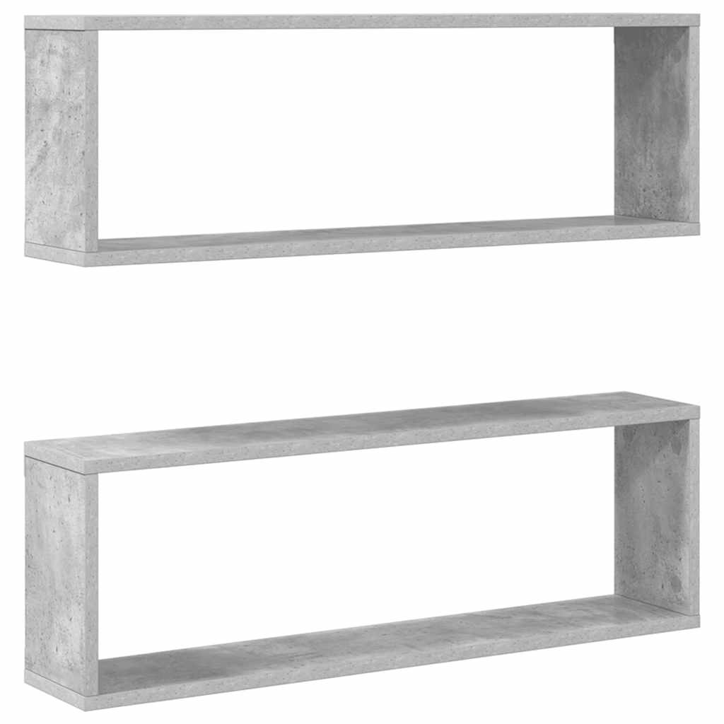 Mensole Parete Cubo 2pz Grigio Cemento 80x15x26,5cm Multistrato