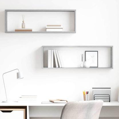 Mensole Parete Cubo 2pz Grigio Cemento 80x15x26,5cm Multistrato