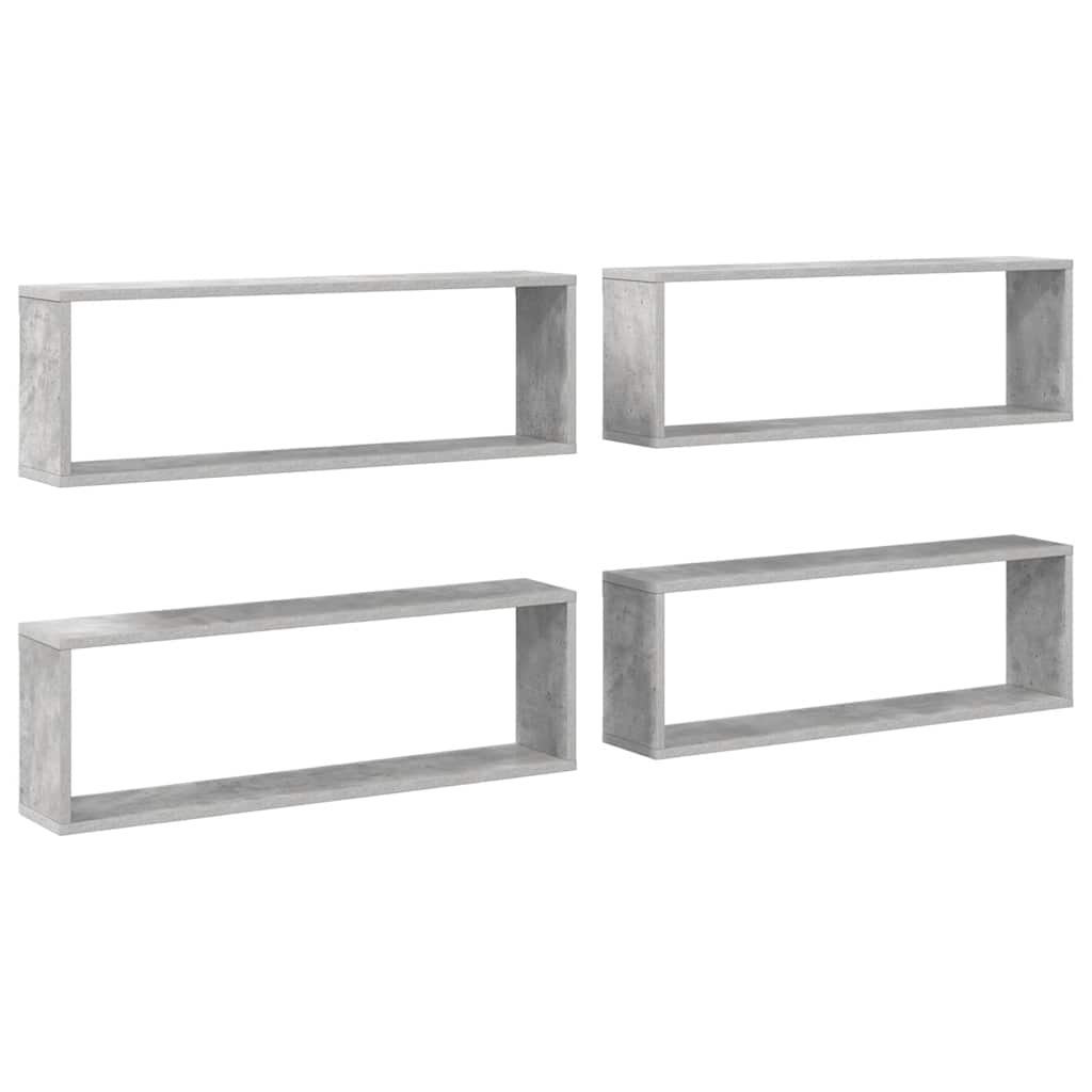 Mensole Parete Cubo 4pz Grigio Cemento 80x15x26,5cm Multistrato