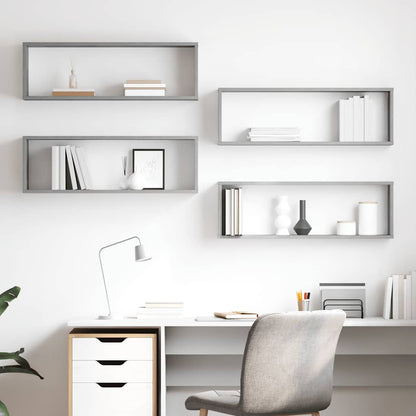 Mensole Parete Cubo 4pz Grigio Cemento 80x15x26,5cm Multistrato