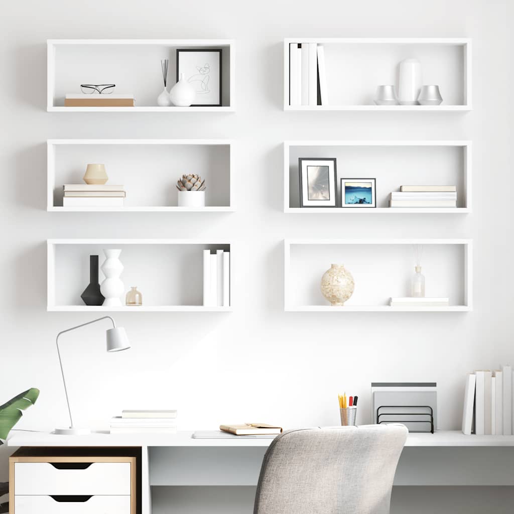 Mensole Parete a Cubo 6pz Bianche 60x15x23 cm Legno Multistrato | homemem39