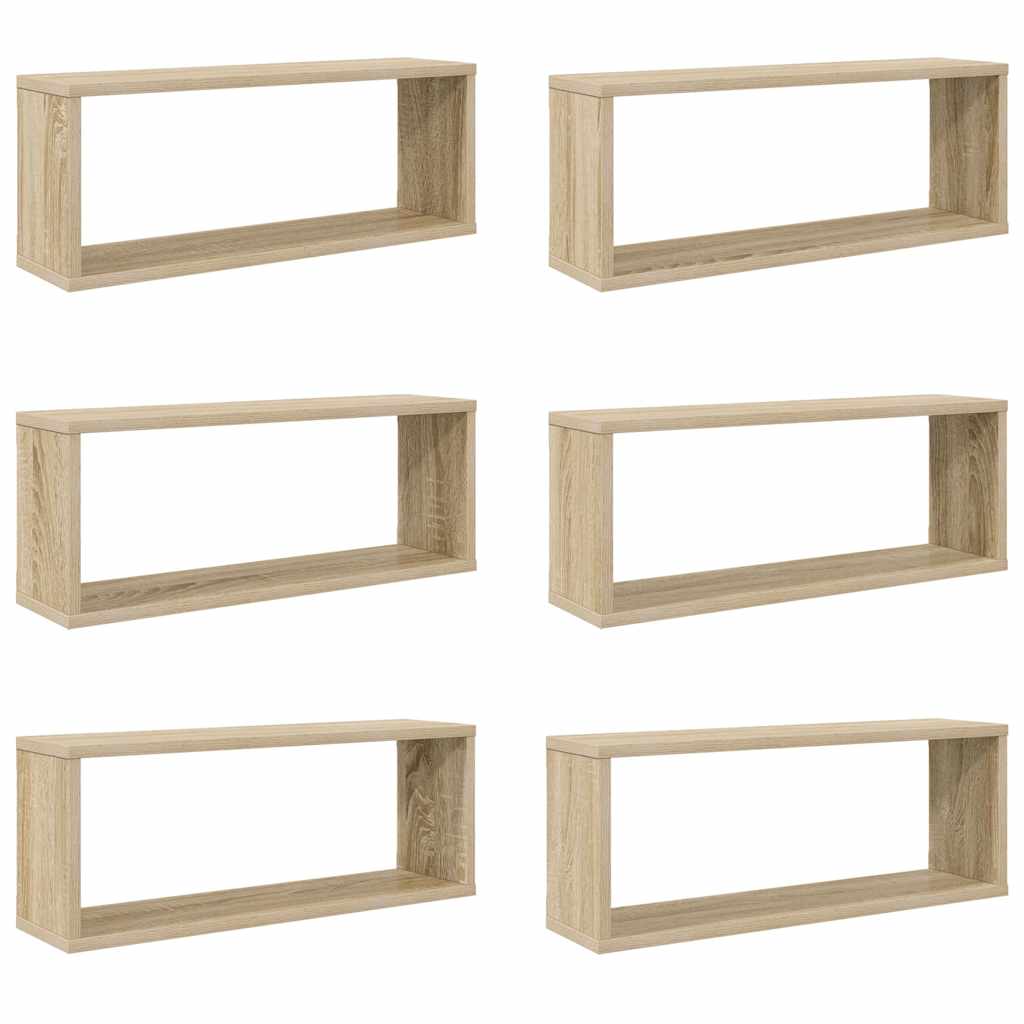 Mensole Parete a Cubo 6pz Rovere Sonoma 60x15x23 cm Multistrato