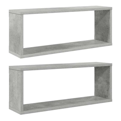 Mensole Parete a Cubo 2pz Grigio Cemento 60x15x23cm Multistrato