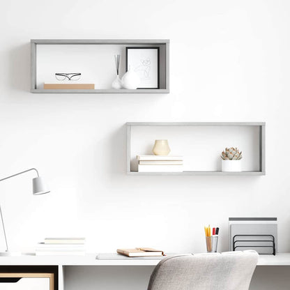 Mensole Parete a Cubo 2pz Grigio Cemento 60x15x23cm Multistrato