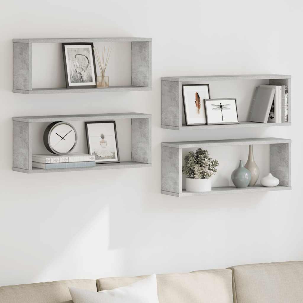 Mensole Parete a Cubo 4pz Grigio Cemento 60x15x23cm Multistrato | homemem39