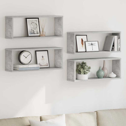Mensole Parete a Cubo 4pz Grigio Cemento 60x15x23cm Multistrato