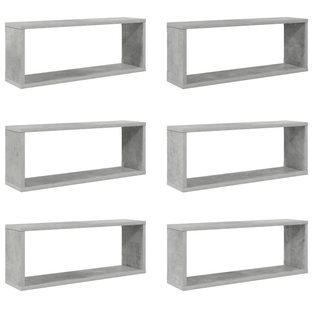 Mensole Parete a Cubo 6pz Grigio Cemento 60x15x23cm Multistrato | homemem39