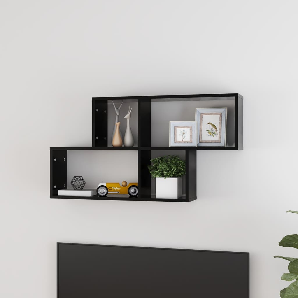 Scaffale a Parete Nero 100x18x53 cm in Legno Multistrato | homemem39