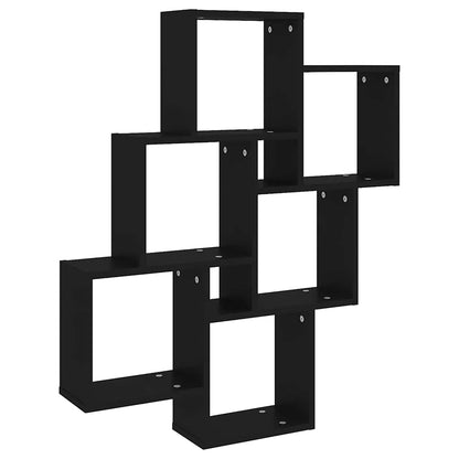 Mensola da Parete a Cubo Nera 78x15x93 cm in Legno Multistrato | homemem39