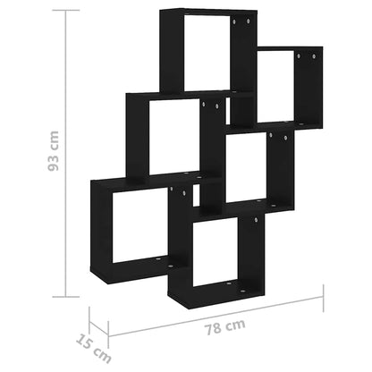 Mensola da Parete a Cubo Nera 78x15x93 cm in Legno Multistrato | homemem39