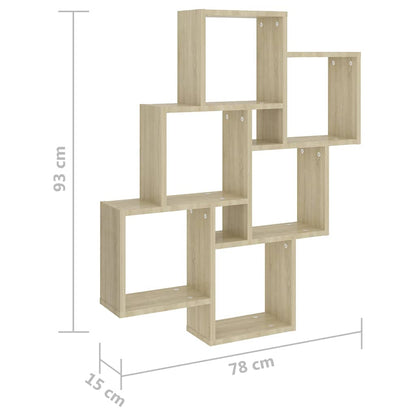 Mensola Parete Cubo Rovere Sonoma 78x15x93cm Legno Multistrato